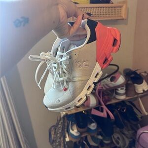 On Running Kids Sneakers in Cream and Coral